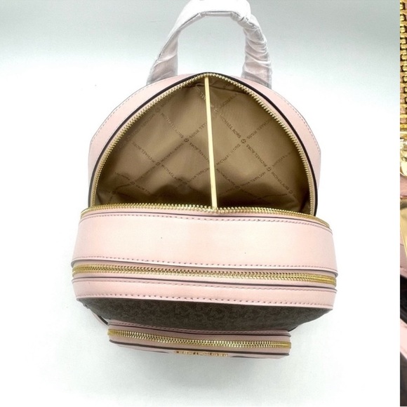 Michael Kors Medium Jaycee Zip Packet Backpack Brown/Light Pink - Picture 10 of 11